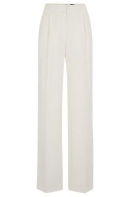 regular-fit trousers in matte fabric- white women's formal pants