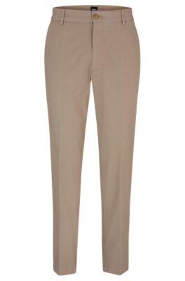 regular-fit trousers in patterned stretch cotton- beige men's casual pants