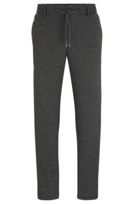 regular-fit trousers in printed jersey- grey men's casual pants