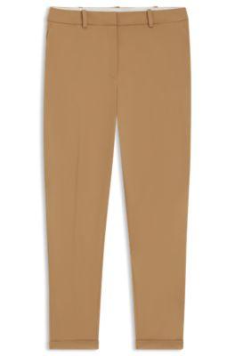 regular-fit trousers in stretch-cotton twill- beige women's formal pants