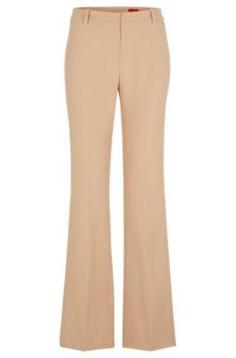 regular-fit trousers in stretch fabric with bootcut leg- light beige women's formal pants