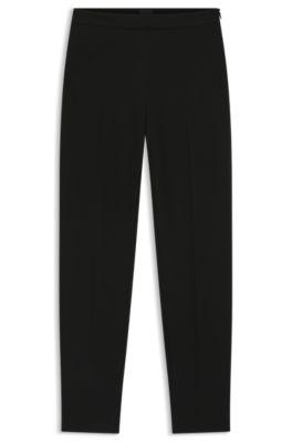regular-fit trousers in stretch fabric with tapered leg- black women's formal pants