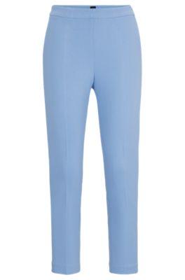 regular-fit trousers in stretch fabric with tapered leg- blue women's formal pants