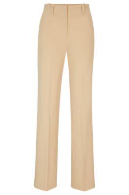 regular-fit trousers in stretch fabric with wide leg- light beige women's formal pants
