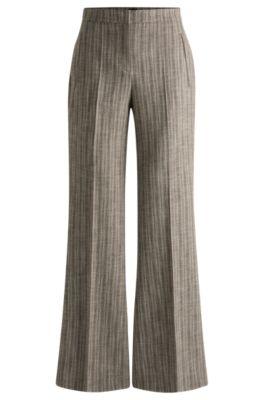 regular-fit trousers in striped stretch cloth- patterned women's formal pants
