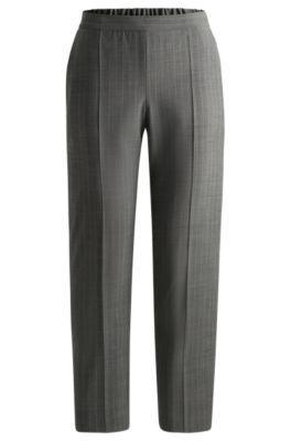 regular-fit trousers in striped wool- patterned women's formal pants