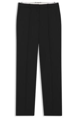 regular-fit trousers in virgin wool- black women's formal pants