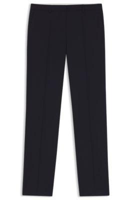 regular-fit trousers in virgin wool- dark blue women's formal pants
