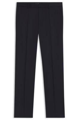 regular-fit trousers in wool serge- dark blue men's business pants