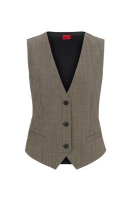 regular-fit waistcoat in striped cloth- patterned women's cropped jackets