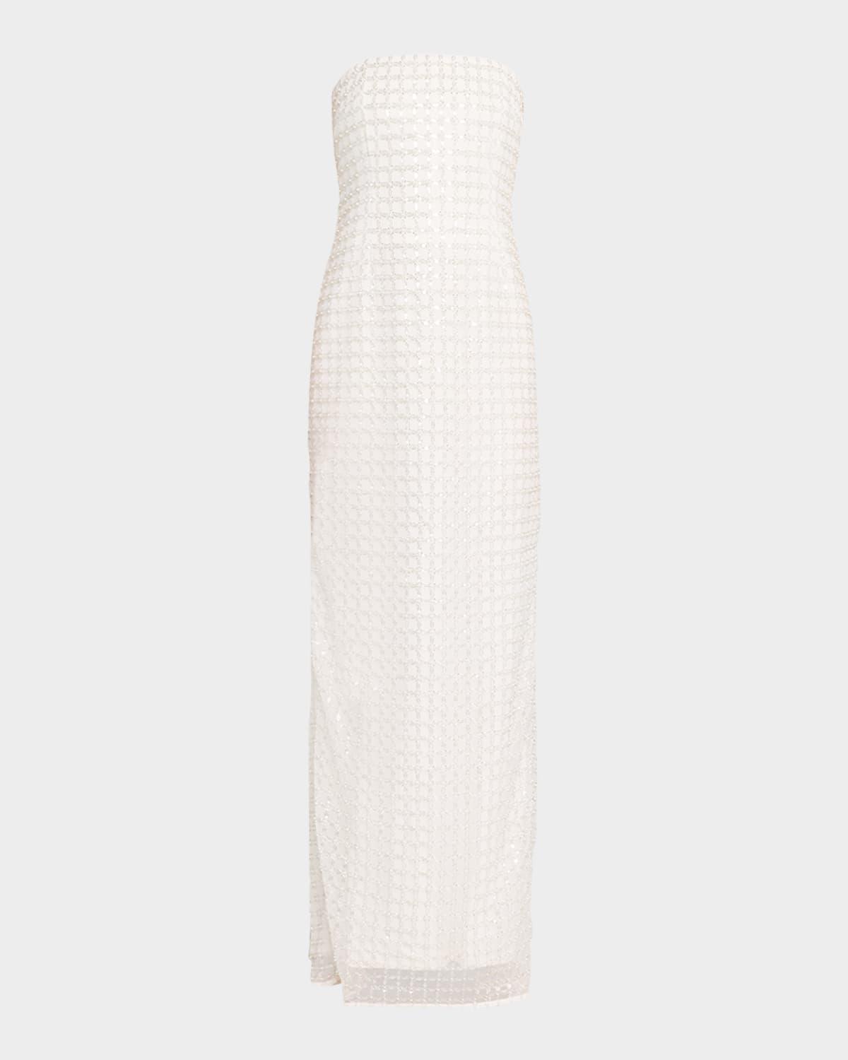 reign strapless bead & sequin column gown