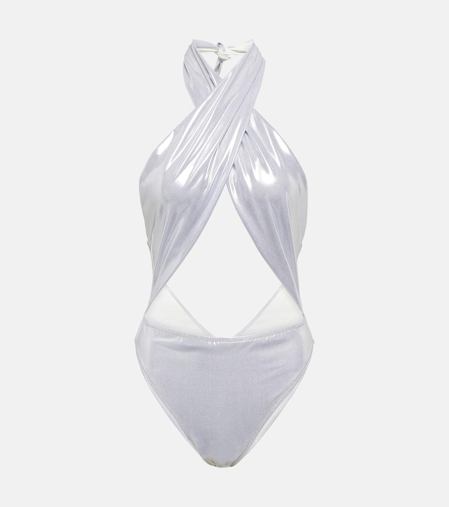 reina olga italian stallion lamé swimsuit