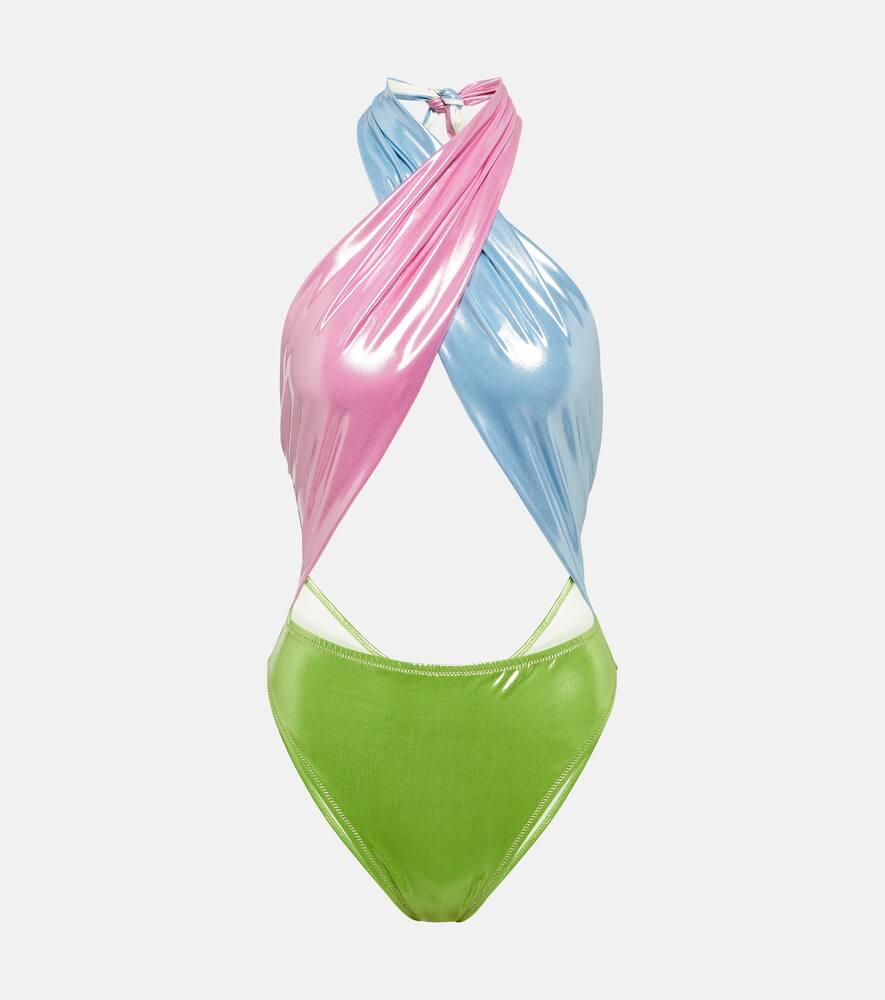 reina olga italian stallion lamé swimsuit