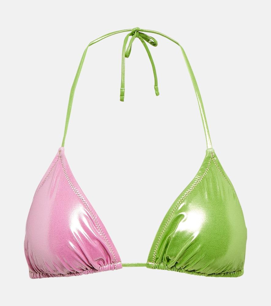 reina olga love triangle lamé bikini top