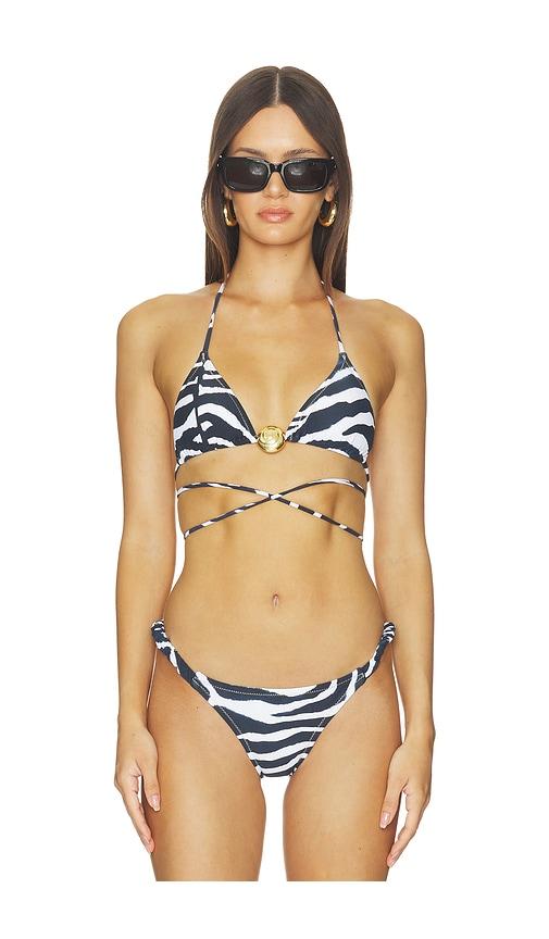 reina olga miami bikini top in black & white.