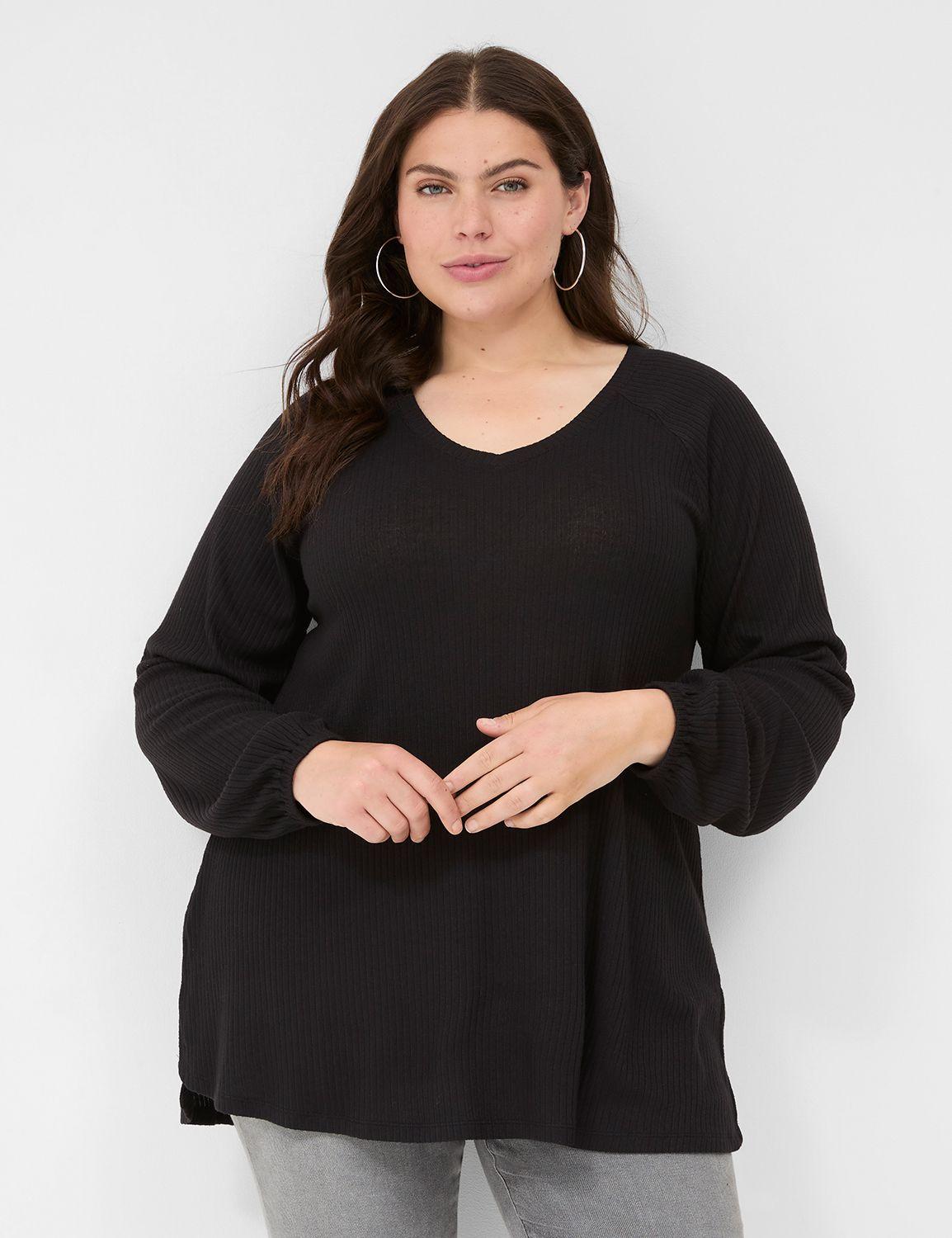 relaxed blouson-sleeve v-neck top
