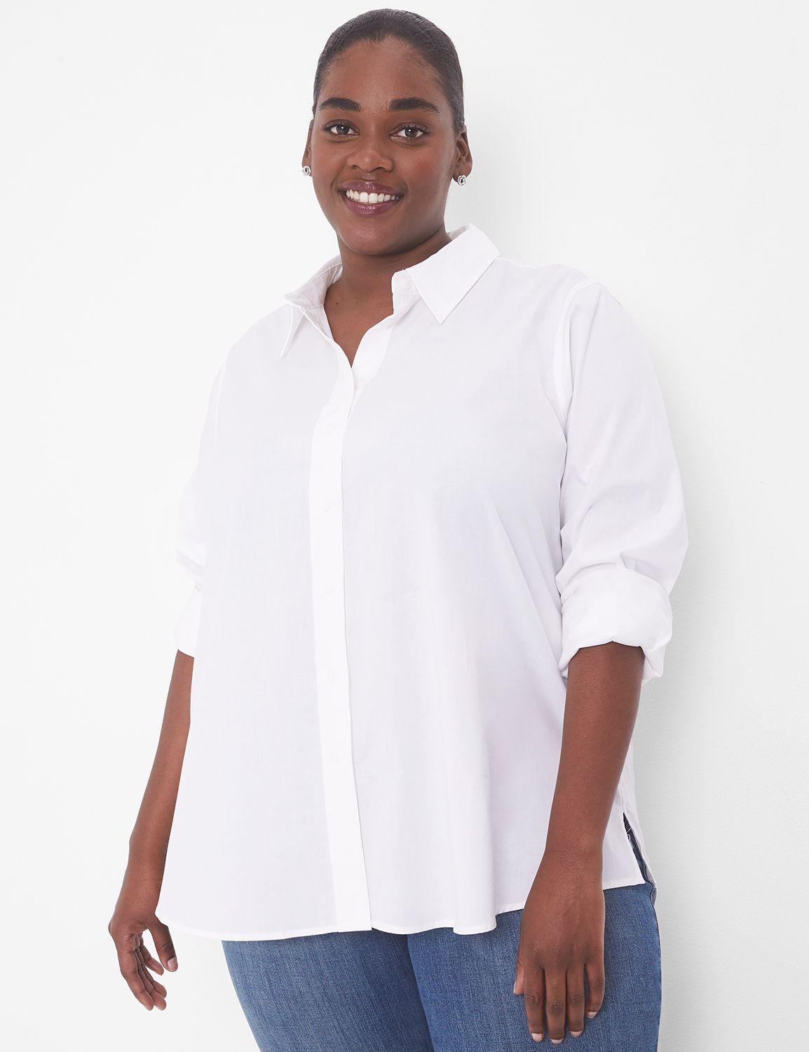 relaxed button-front boyfriend shirt