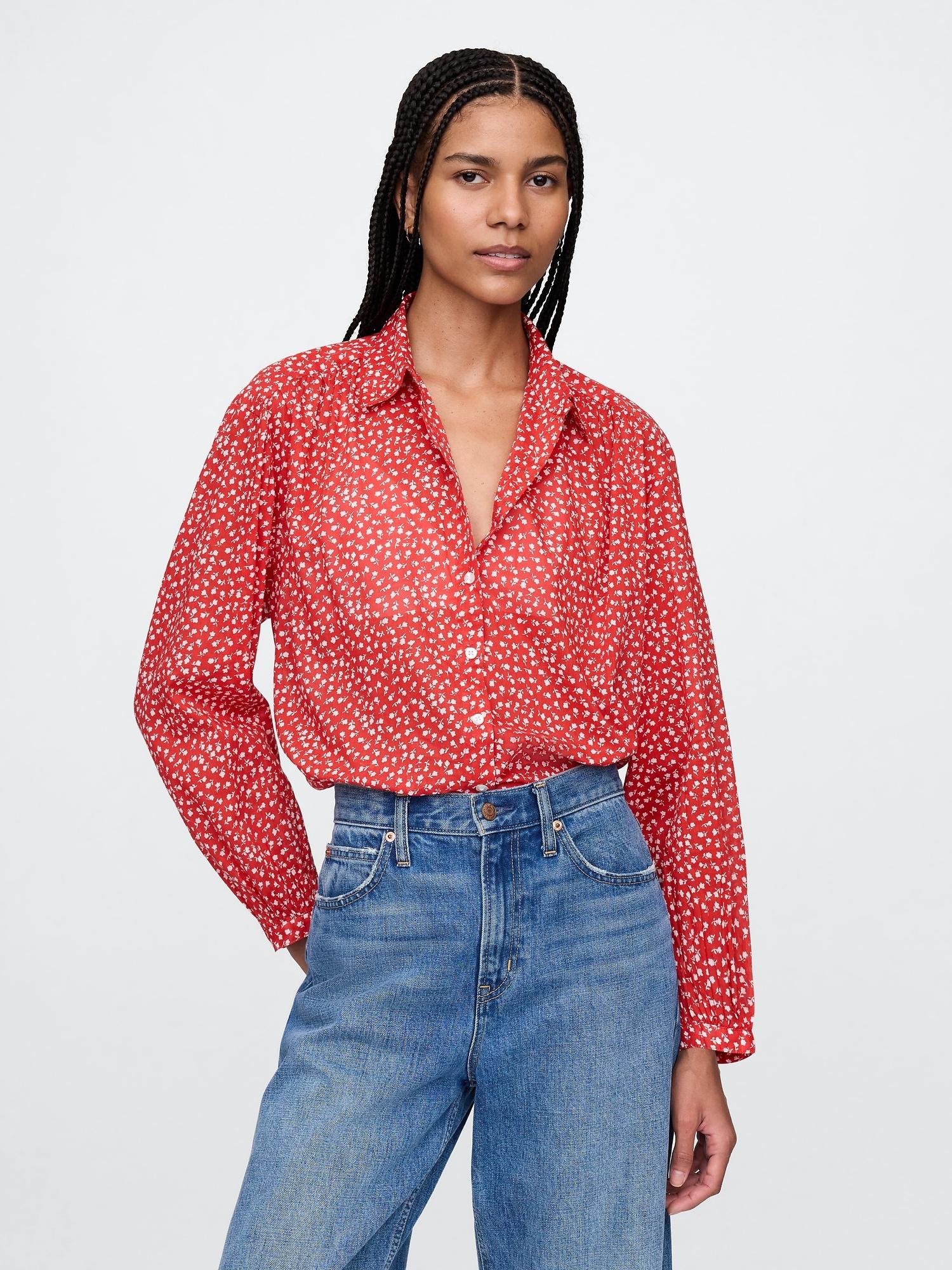 relaxed button-front shirt