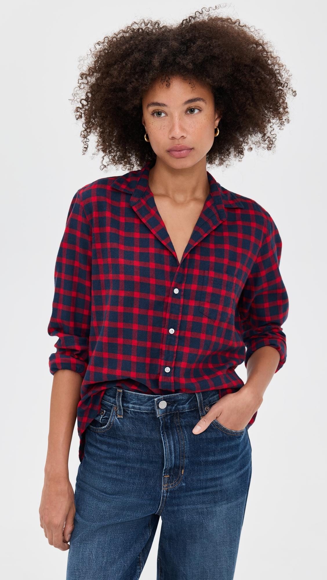 relaxed button-up flannel shirt