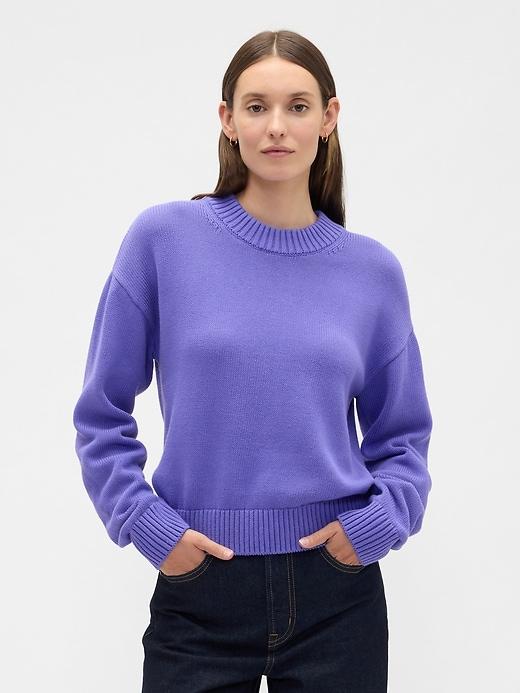 relaxed cable-knit crewneck sweater