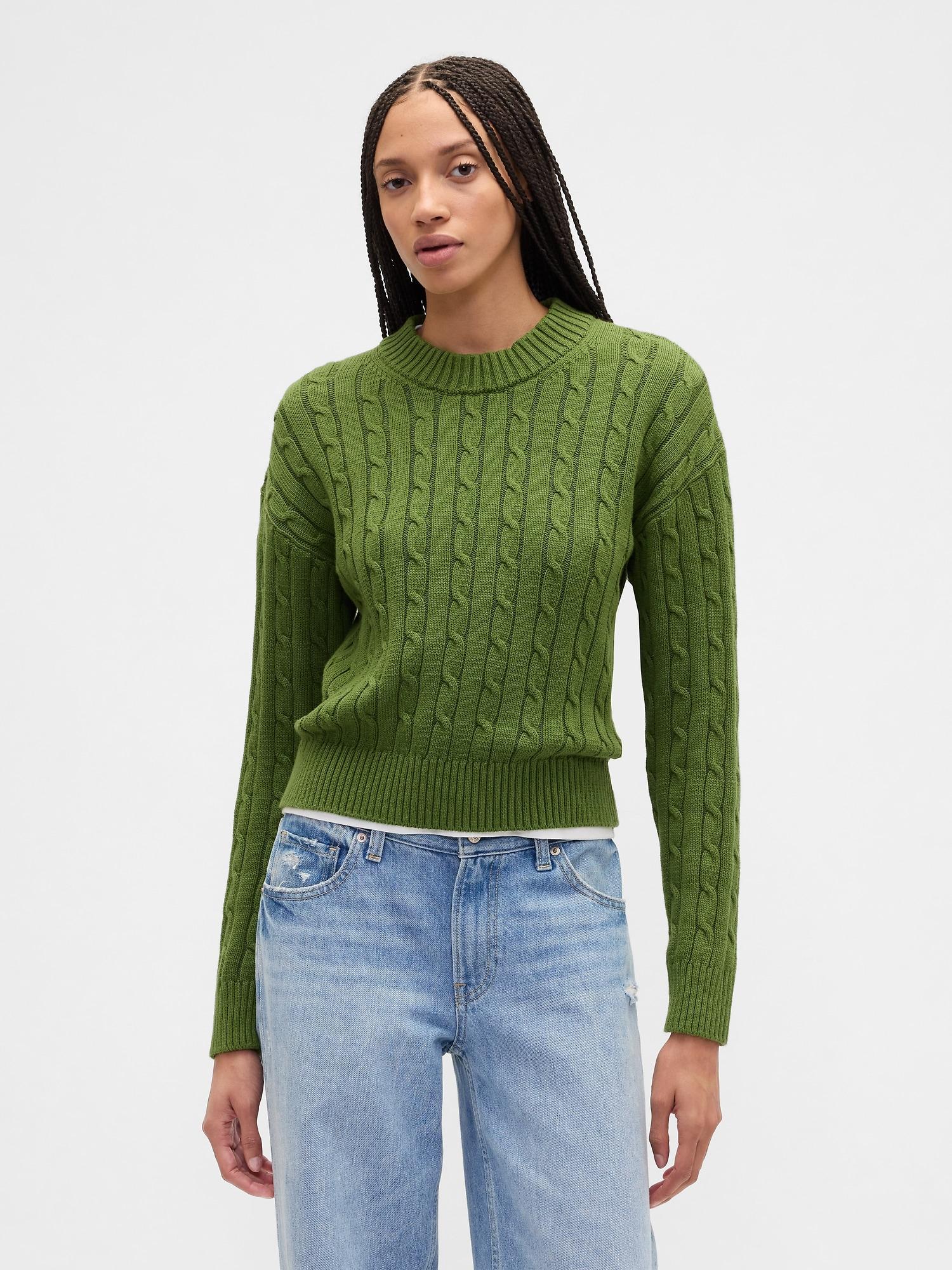 relaxed cable-knit crewneck sweater