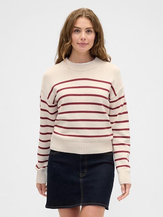 relaxed cable-knit crewneck sweater