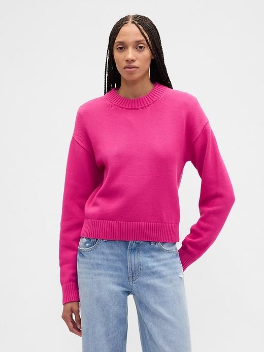 relaxed cable-knit crewneck sweater