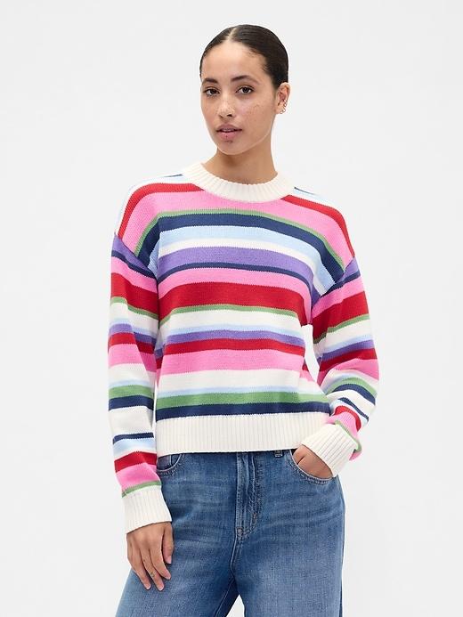 relaxed cable-knit crewneck sweater