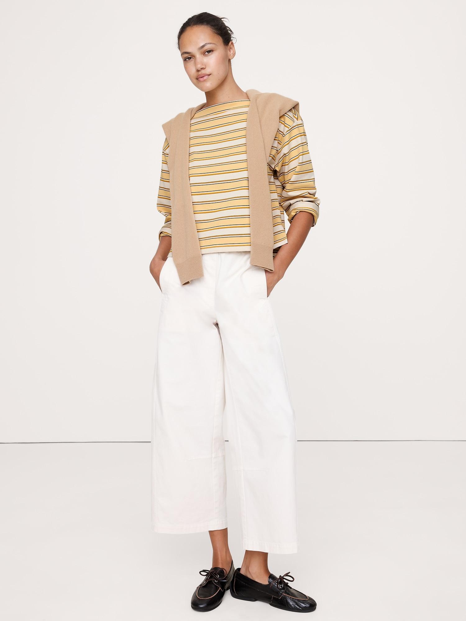 relaxed cotton boat-neck top