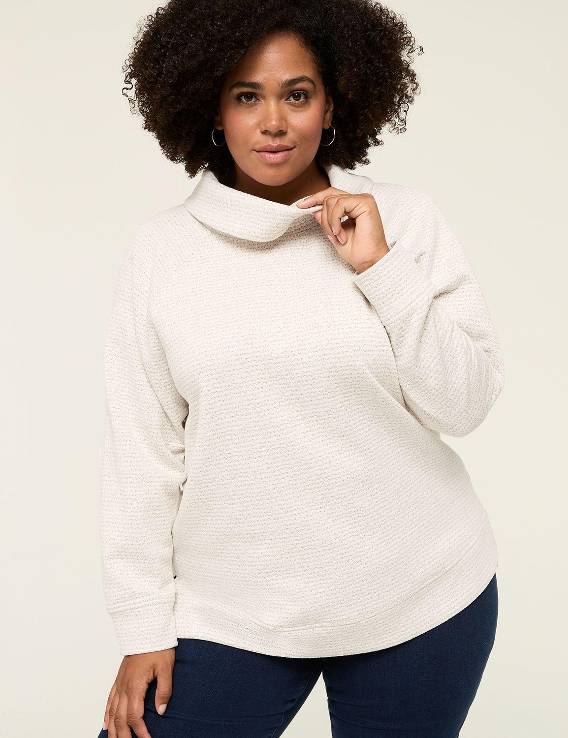 relaxed cowlneck textured pullover top