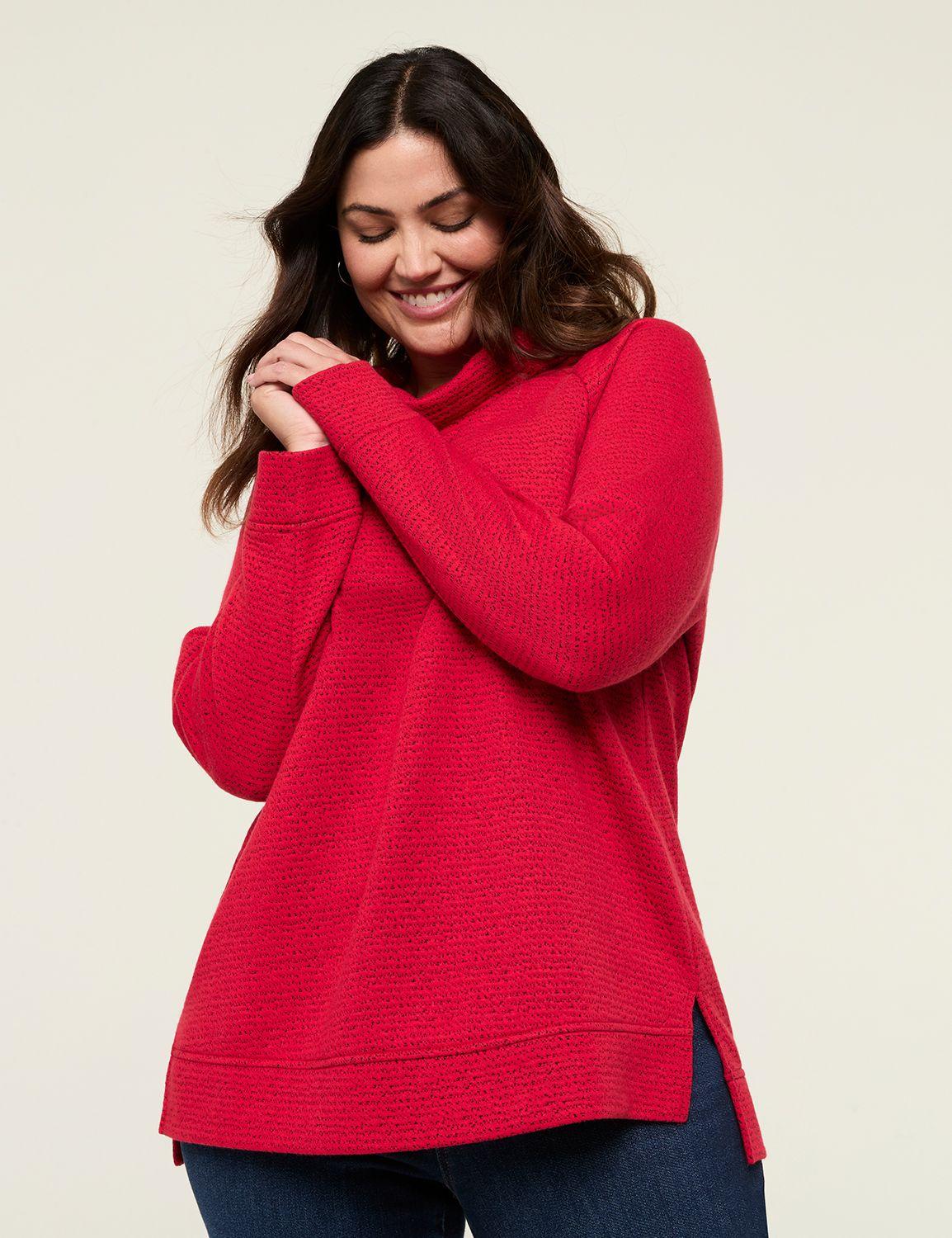 relaxed cowlneck textured pullover top