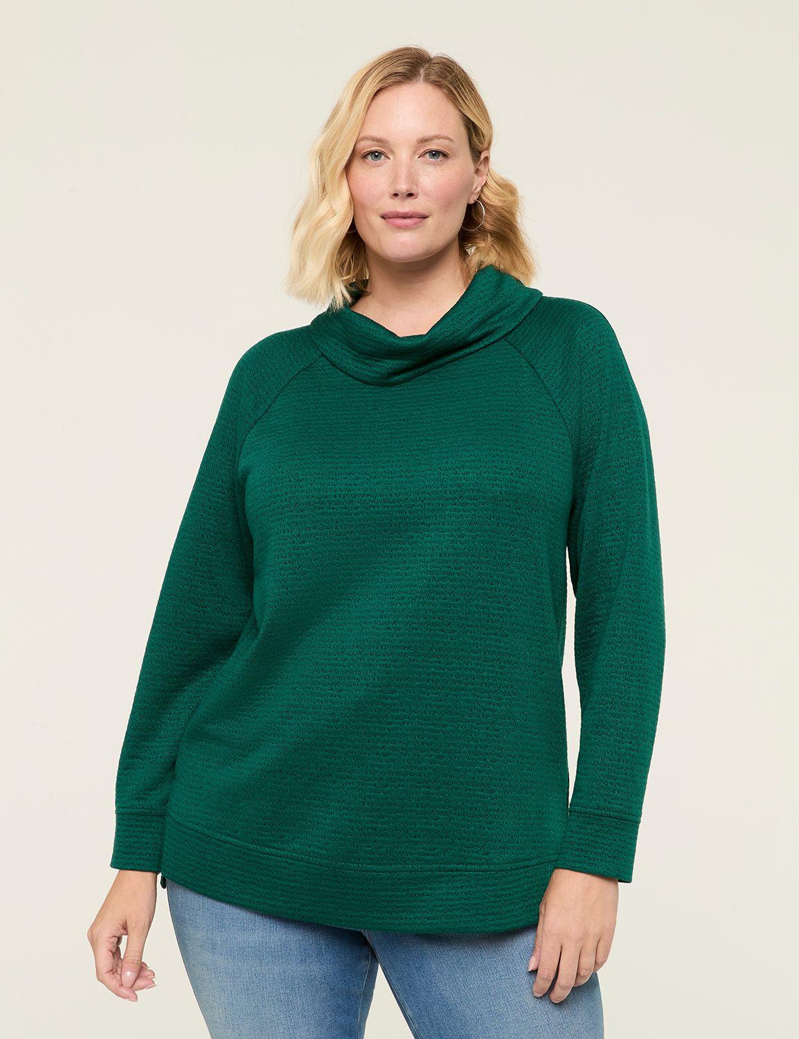 relaxed cowlneck textured pullover top
