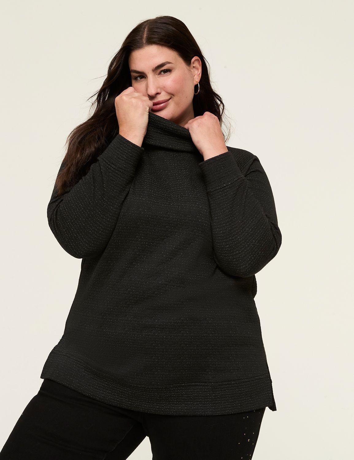 relaxed cowlneck textured pullover top