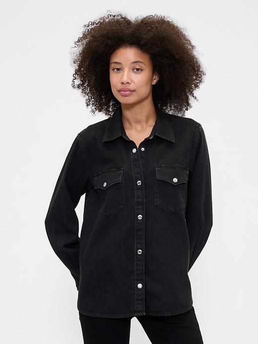 relaxed denim western shirt
