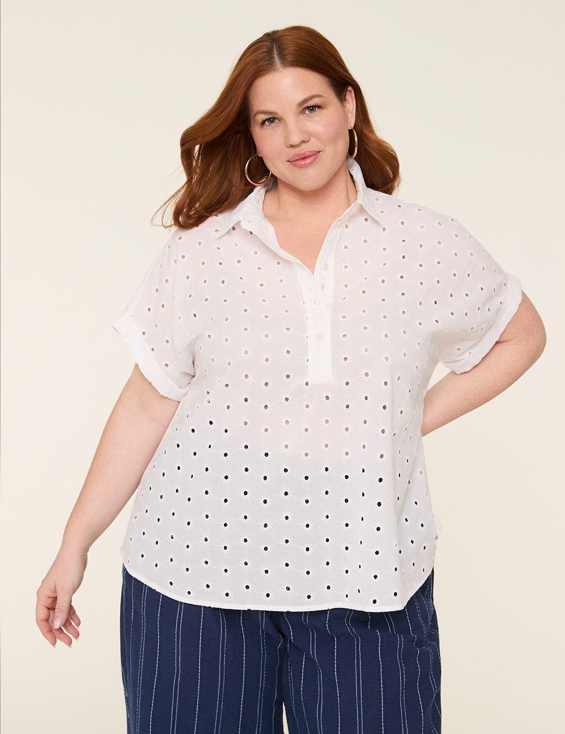 relaxed eyelet popover blouse