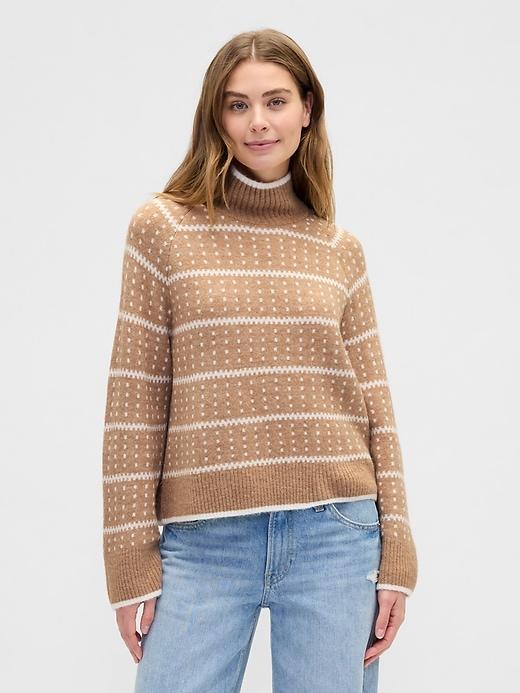 relaxed fair isle mockneck sweater