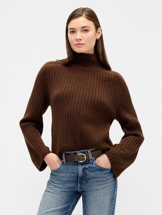 relaxed fair isle mockneck sweater