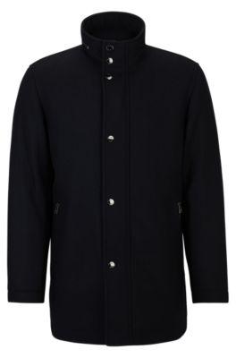 relaxed-fit coat in a melange wool blend- dark blue men's formal coats