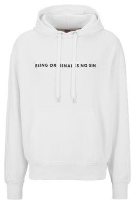 relaxed-fit cotton-terry hoodie with frida kahlo graphic- white women's sweatshirts