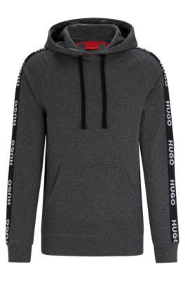 relaxed-fit hoodie with logo tape- light grey men's loungewear
