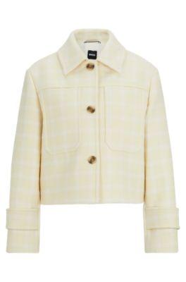relaxed-fit jacket in italian checked cloth- patterned women's cropped jackets