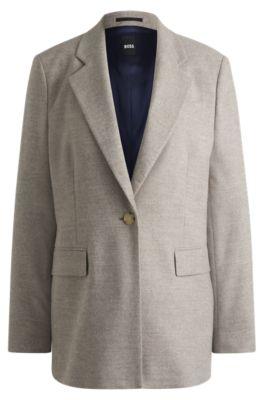 relaxed-fit jacket in stretch cloth- light grey women's tailored jackets