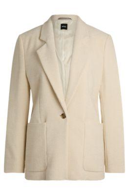 relaxed-fit jacket in velvet corduroy- white women's tailored jackets