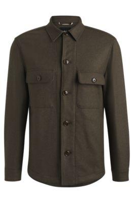 relaxed-fit overshirt in wool- light green men's sport coats