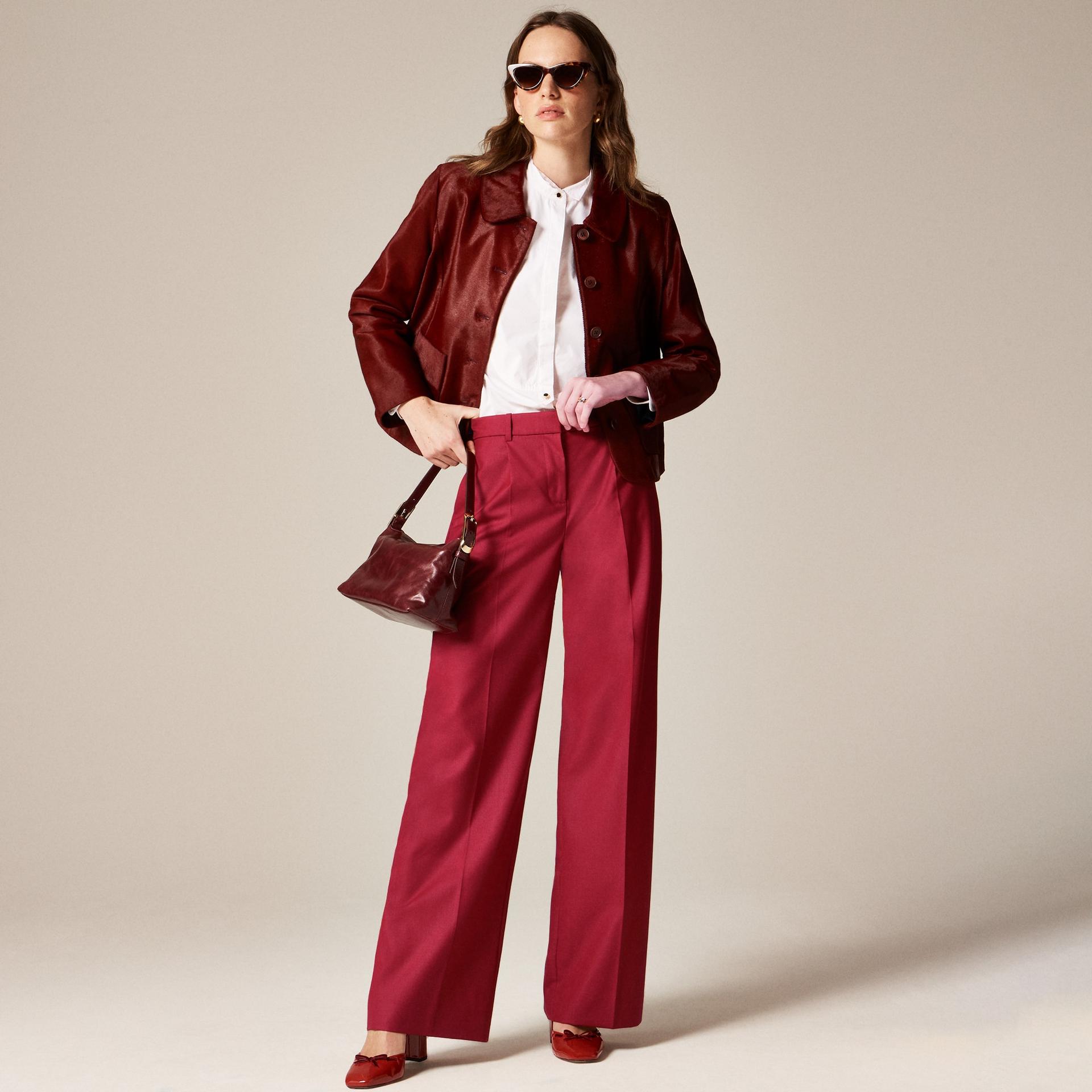 relaxed-fit pleated pant in wool blend
