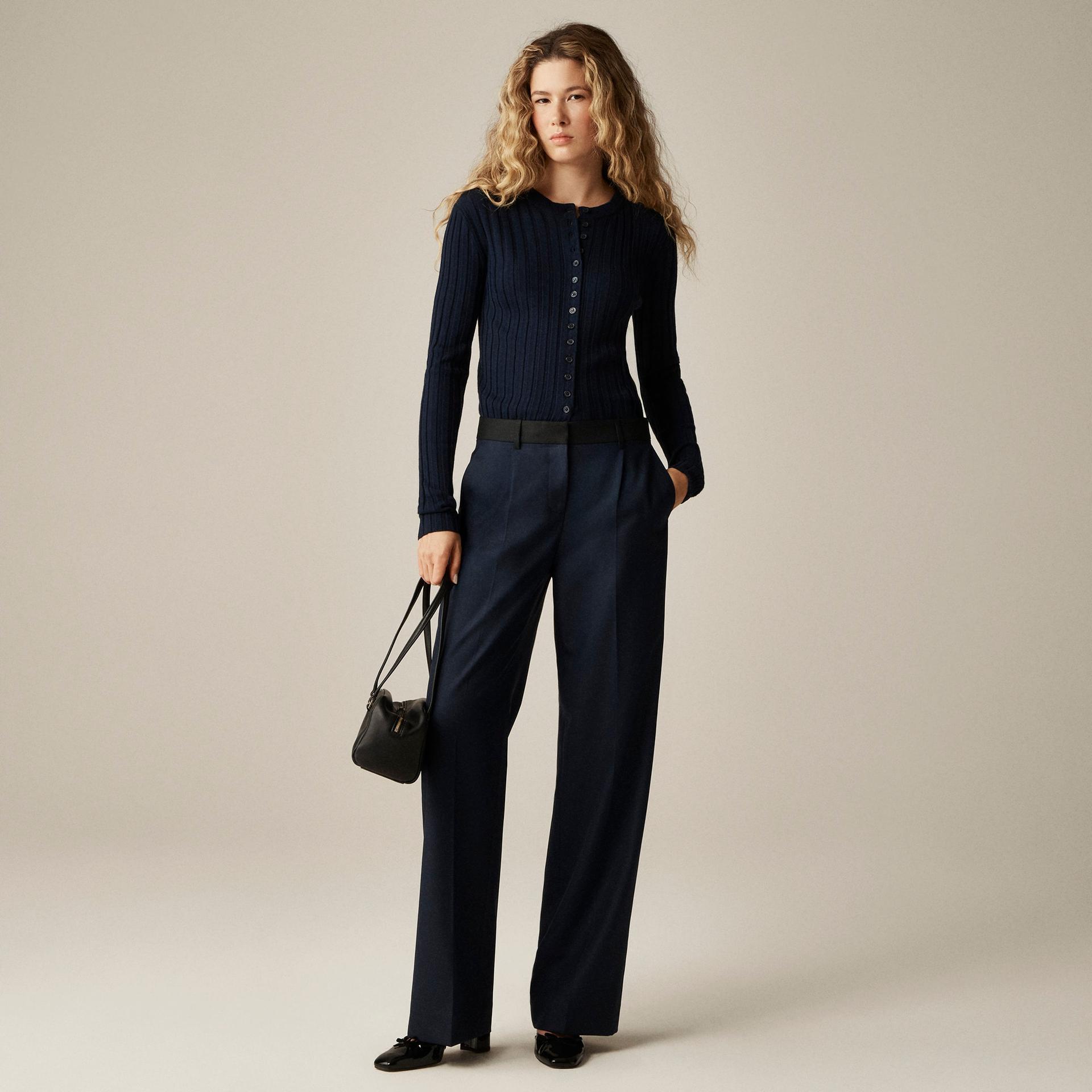 relaxed-fit pleated pant in wool blend