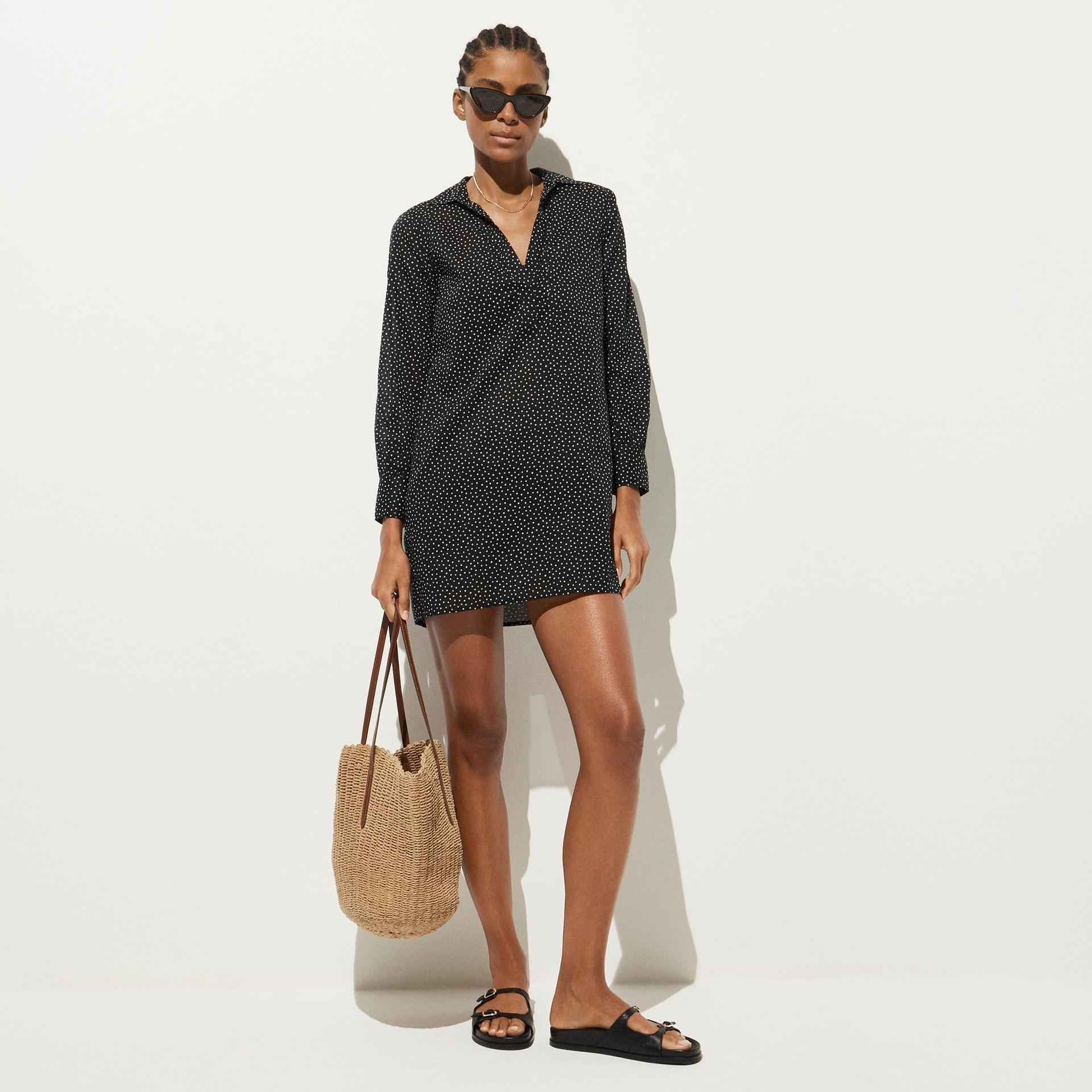 relaxed-fit shirt-dress in cotton voile