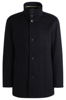 relaxed-fit short coat in wool and cashmere- dark blue men's formal coats