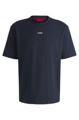 relaxed-fit t-shirt in cotton with logo print- dark blue men's t-shirts