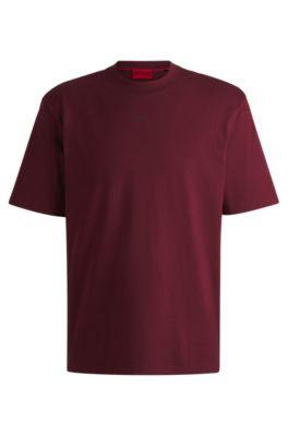 relaxed-fit t-shirt in cotton with logo print- dark pink men's t-shirts